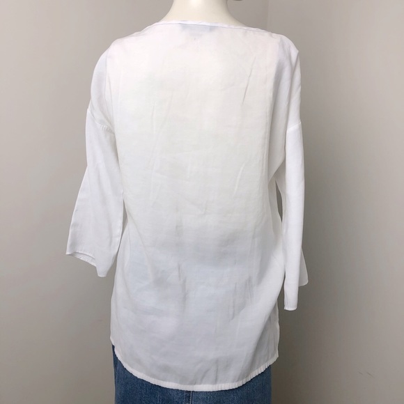 Bianca Nygard White/Black Half Sleeve Blouse Size 6 - Picture 6 of 10
